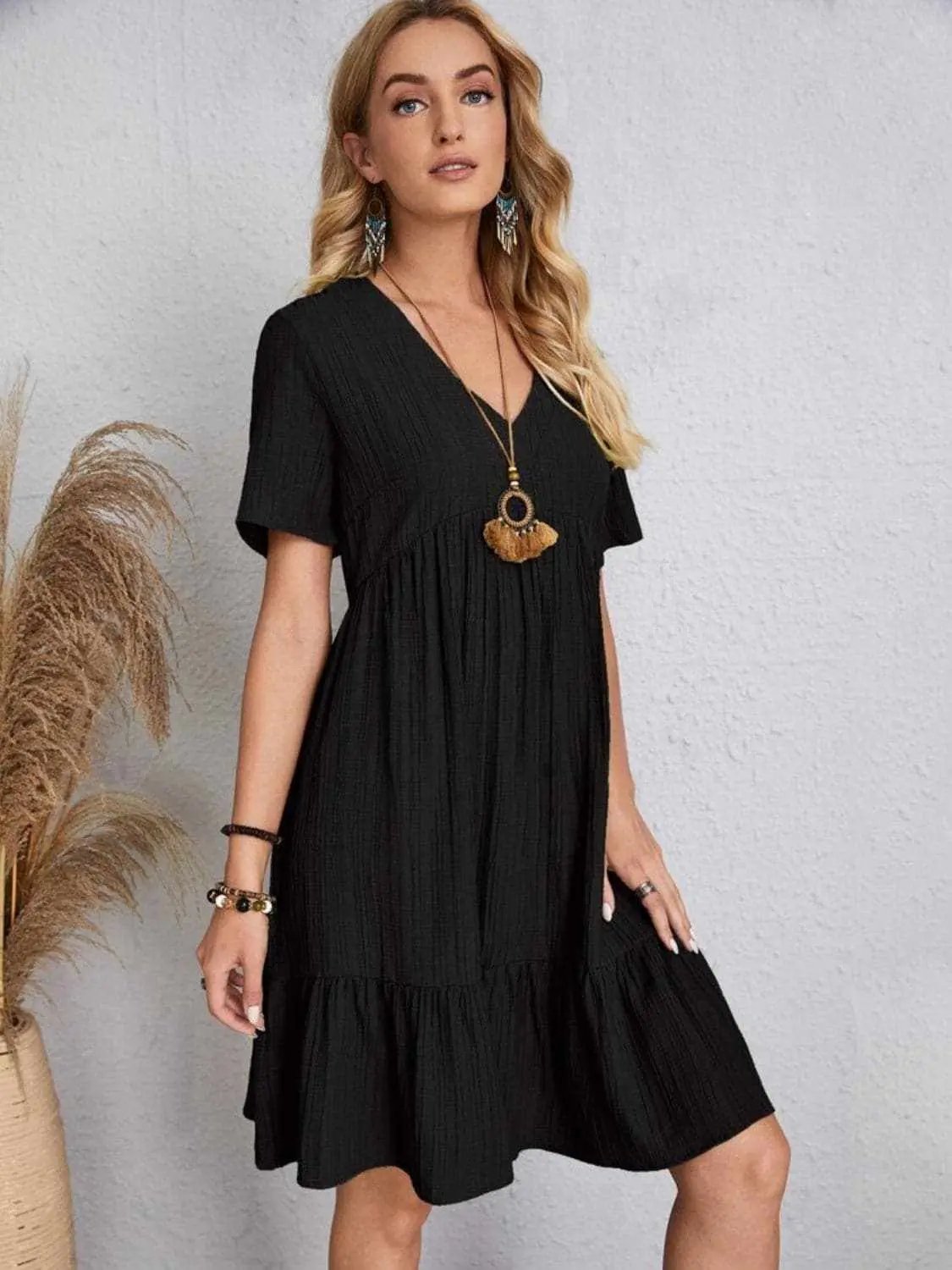 Dresses Trendsi Elegant V-neck dress - 100% polyester