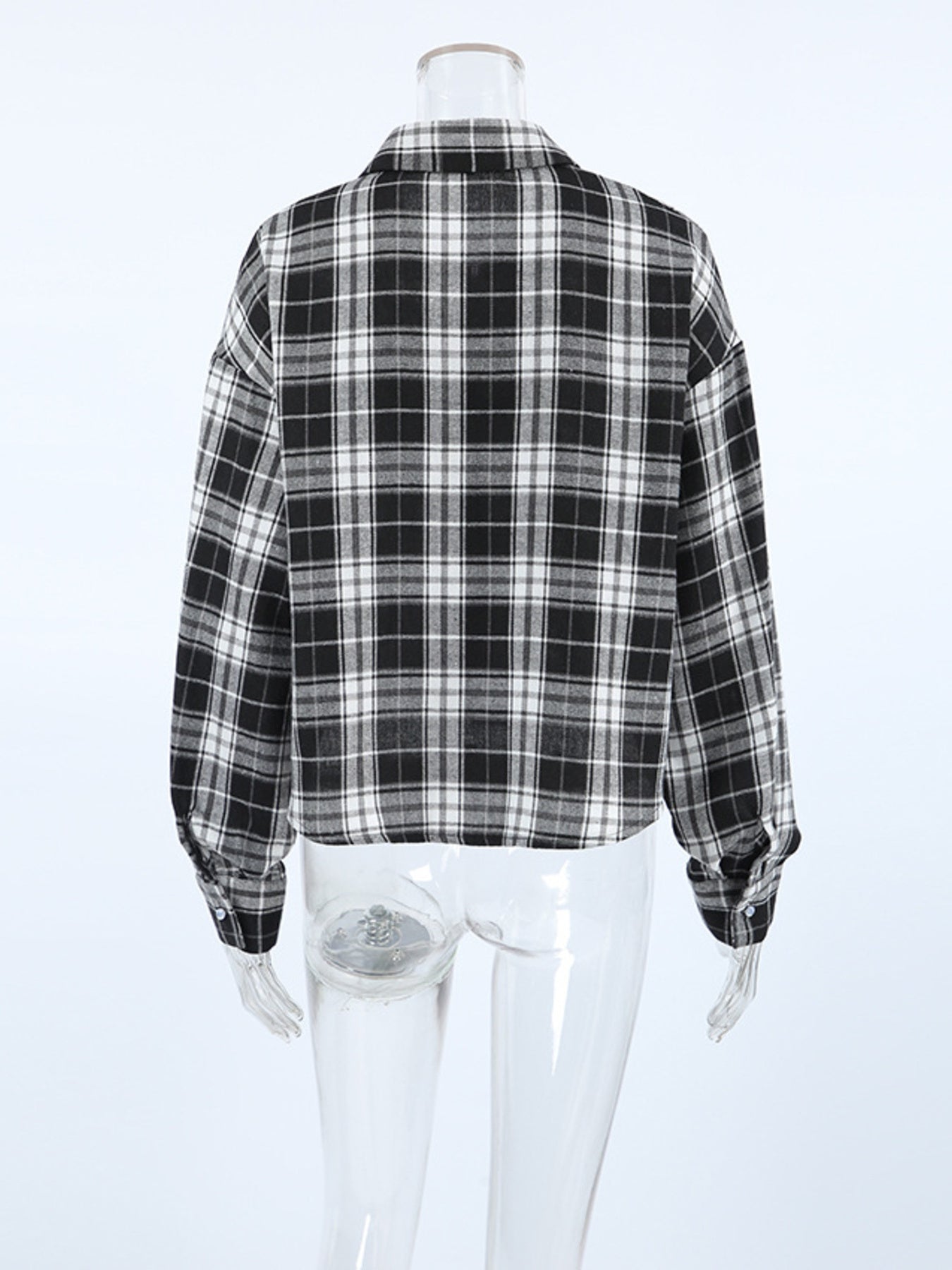 Black Oversized Plaid Button Up Shirt