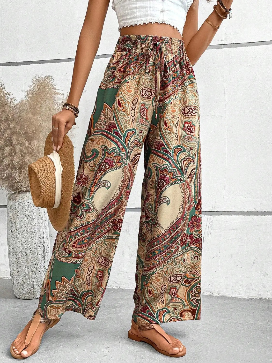 Boho Paisley Printed Wide Leg Pants
