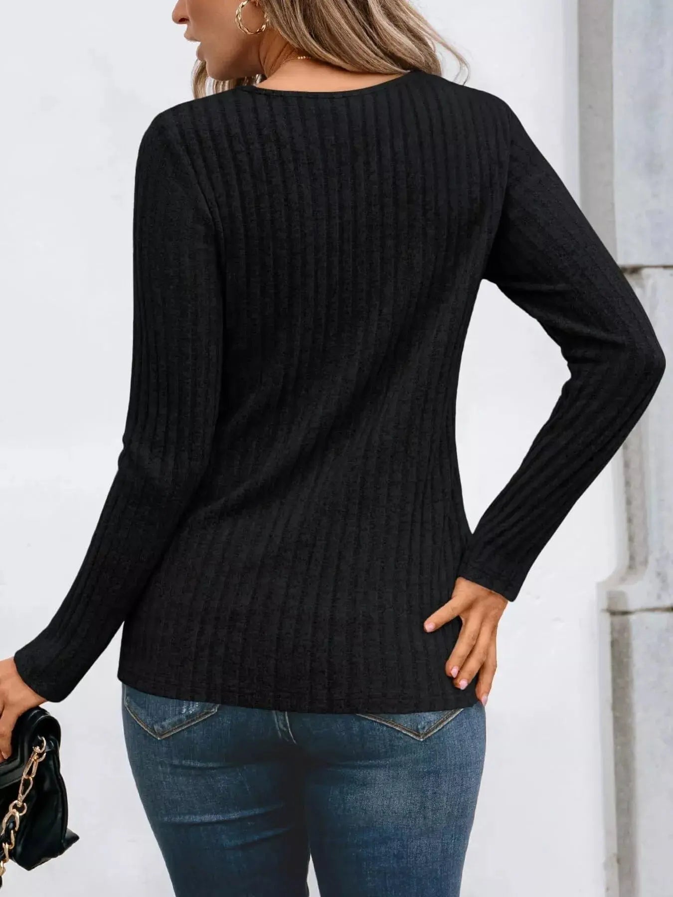 Ribbed Long Sleeve T Shirt