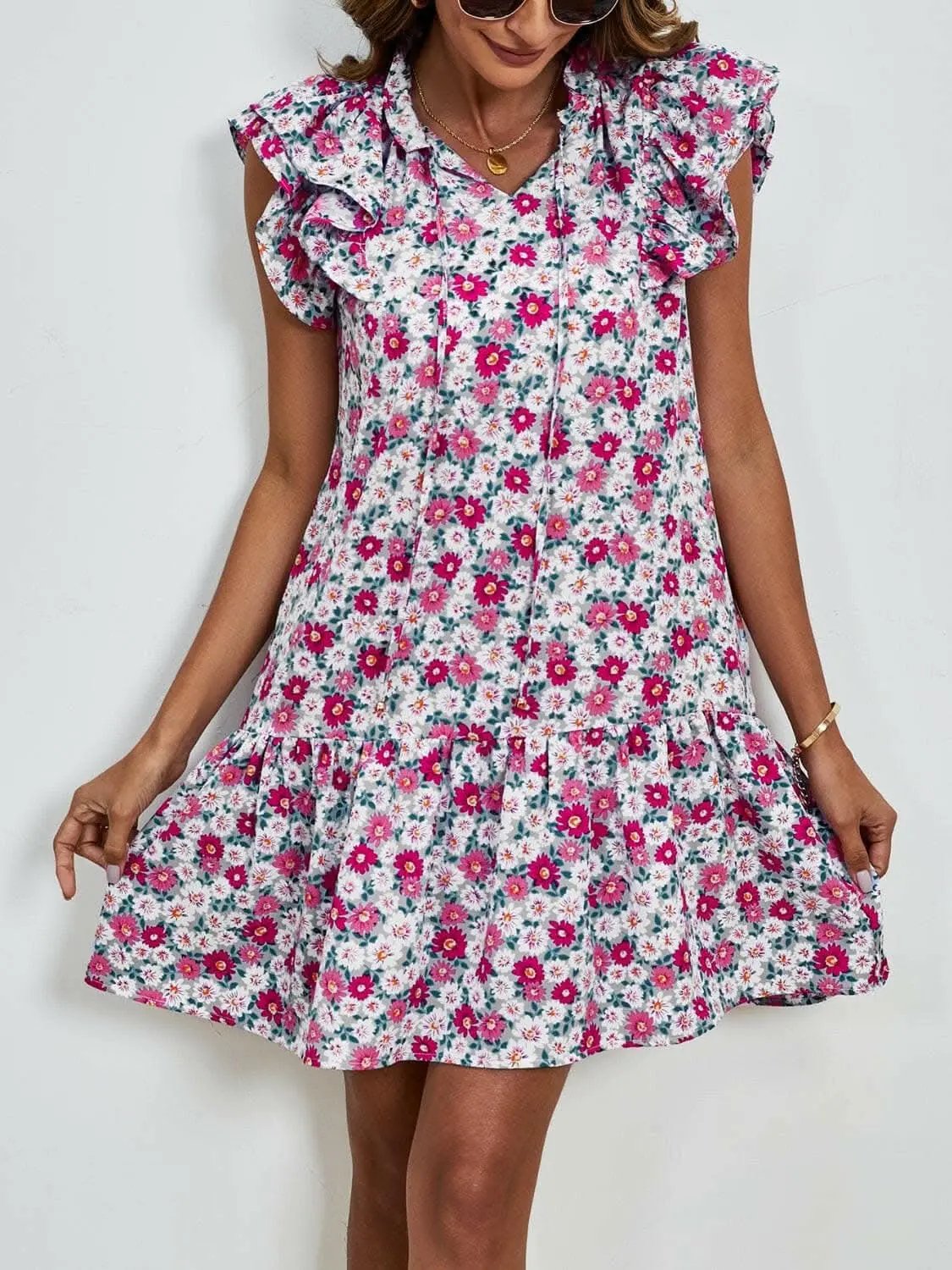 Trendsi Maternity Floral Cap Sleeve Dress Brick Red