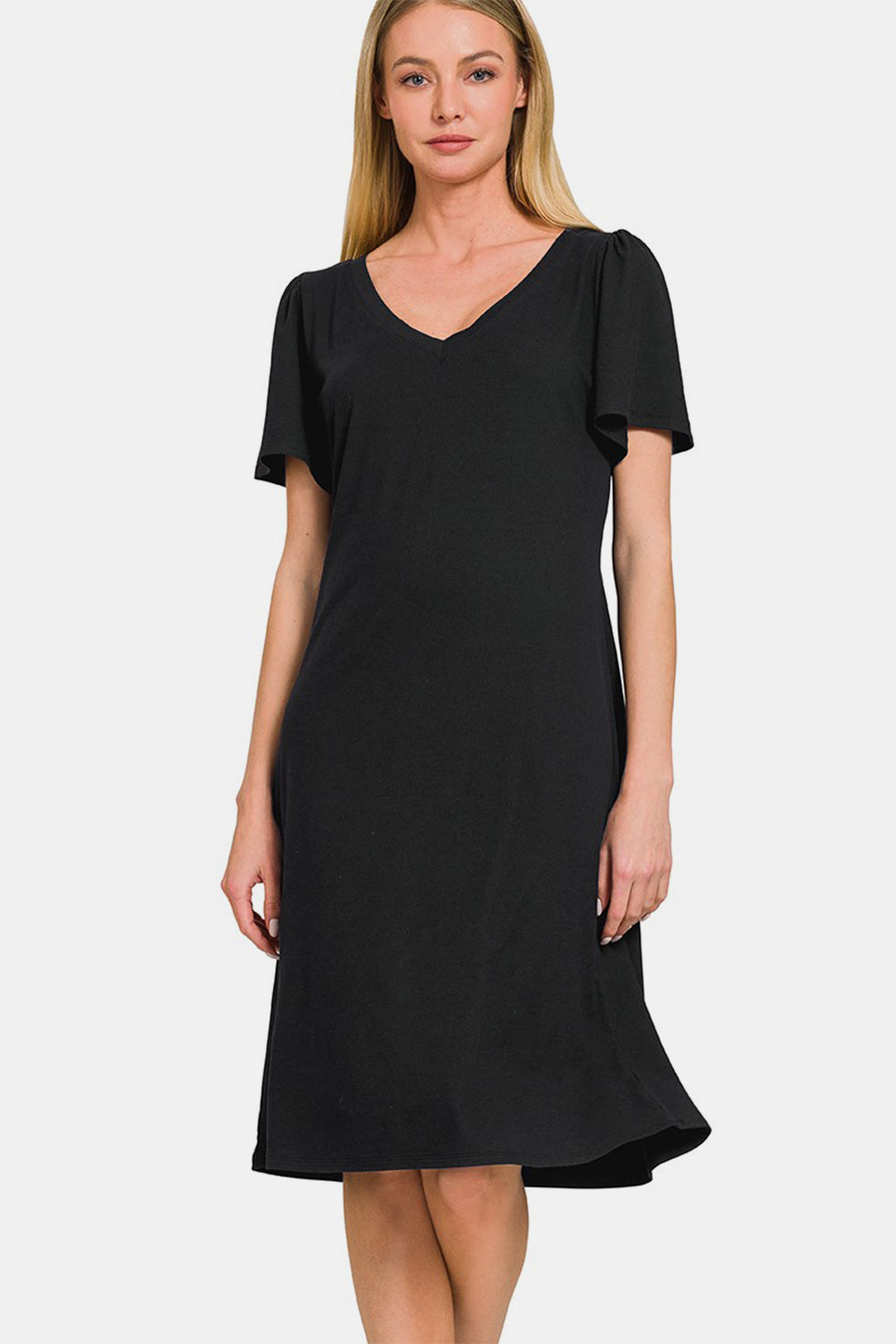 Dresses Trendsi Zenana V-Neck Short Sleeve Dress for Effortless El