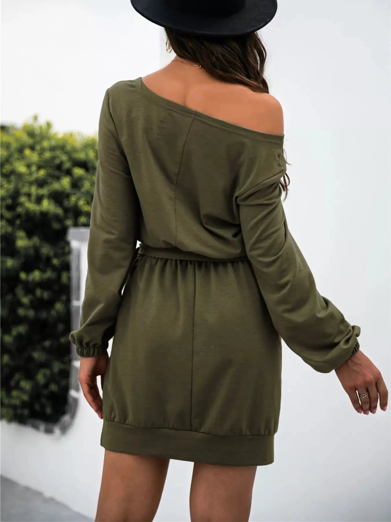 One Shoulder Tie Waist Dress