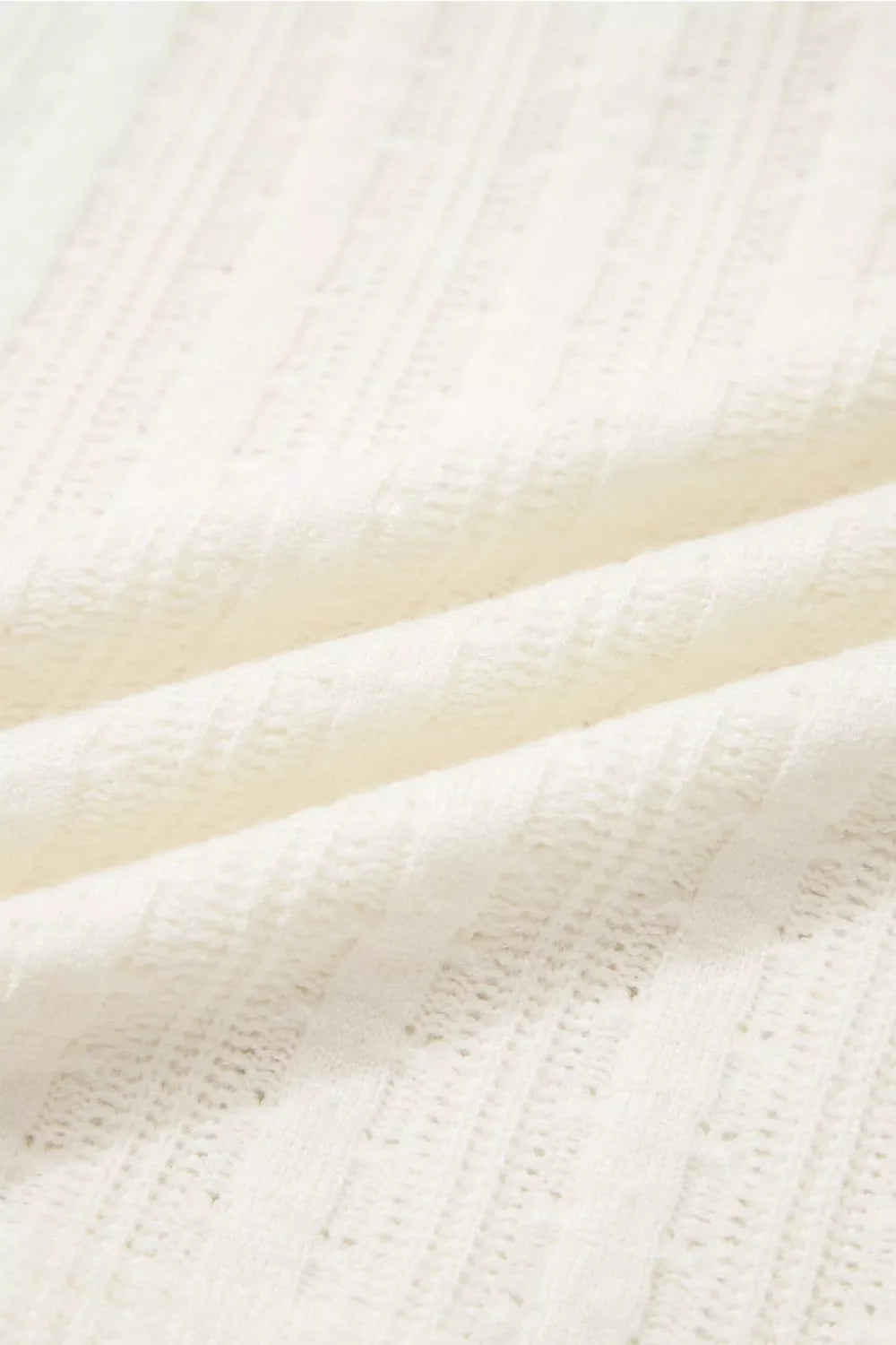 Ribbed Knit Button Detail V Neck T Shirt