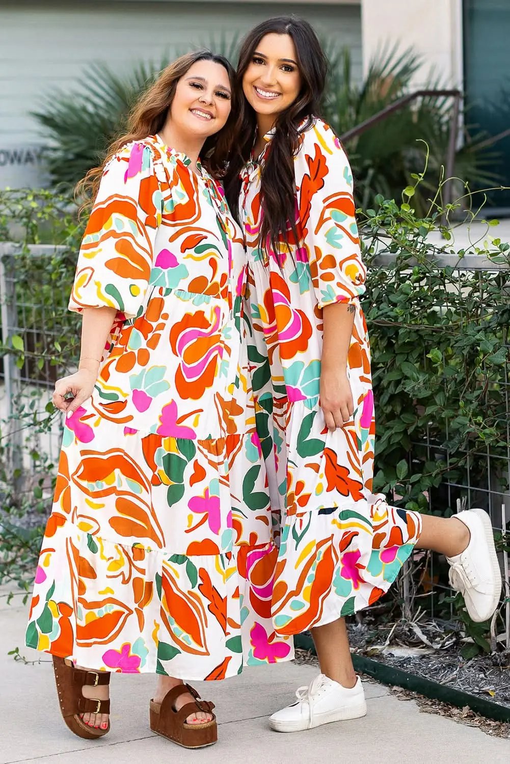 Dresses Love Salve Orange Floral Dress Women's Vacation H-Line Spring Style Lightweight