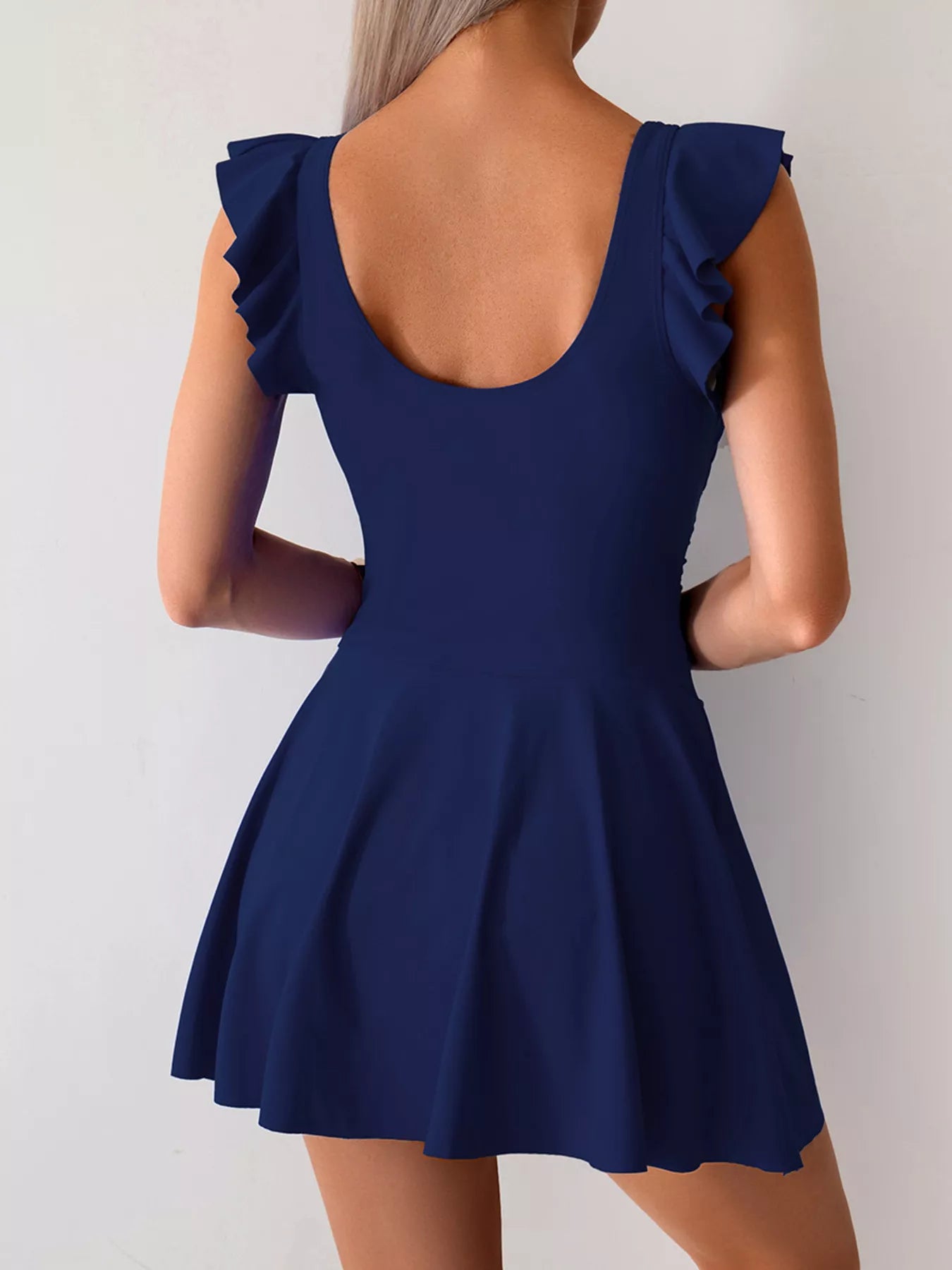Ruffled Sleeve One Piece Swim Dress