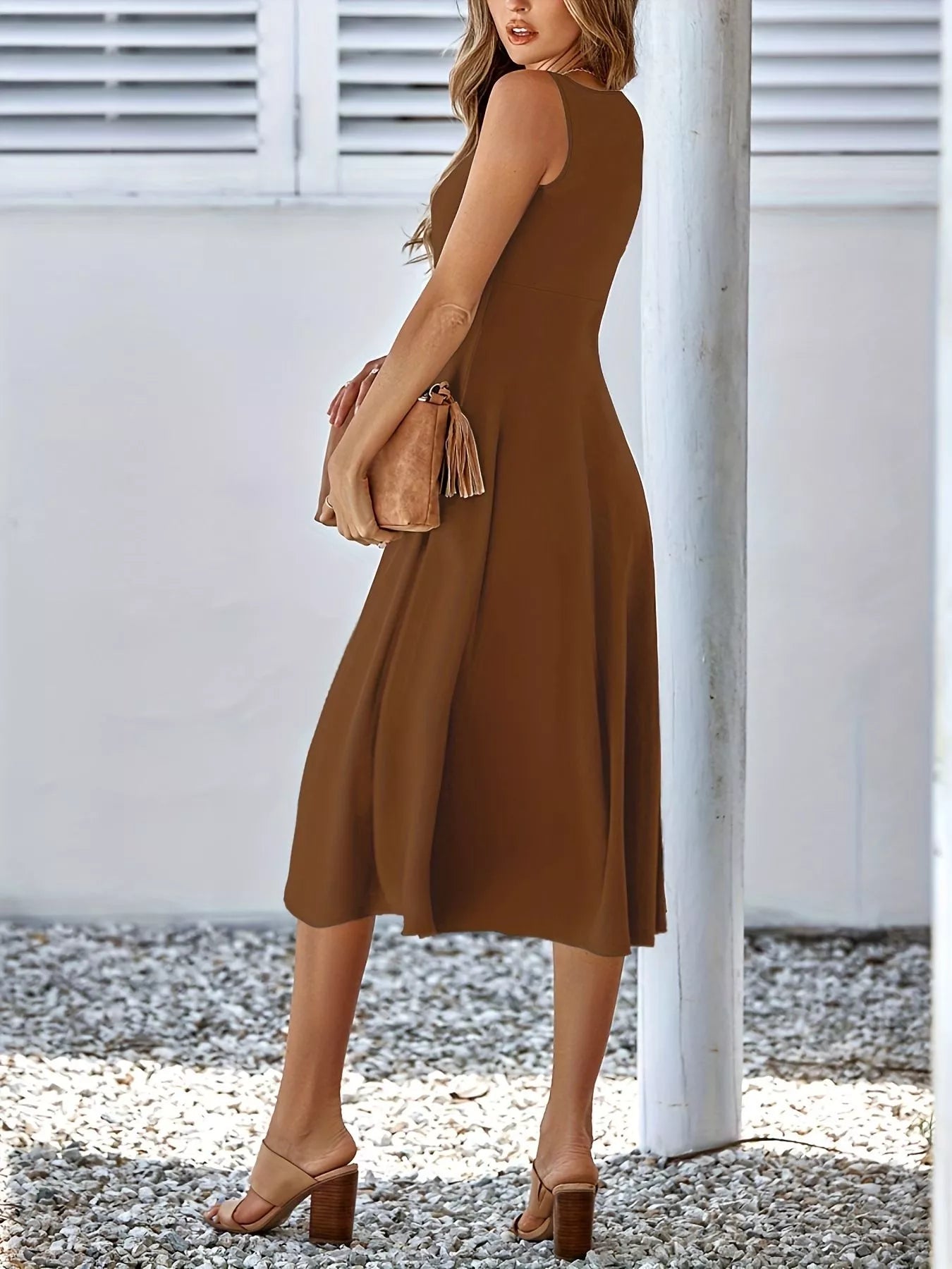 Sleeveless A Line Midi Dress