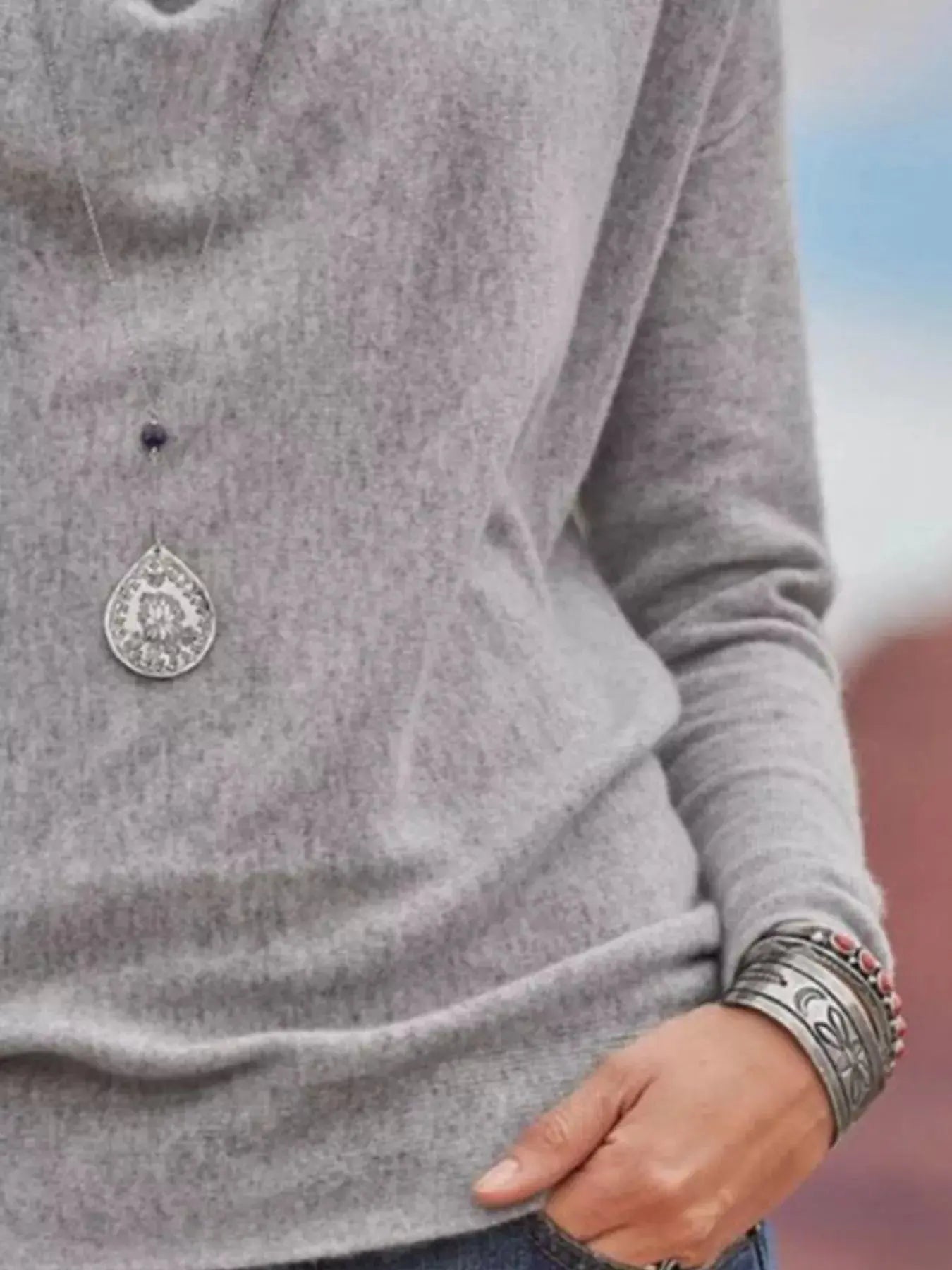 Full Size Cowl Neck Long Sleeve Top