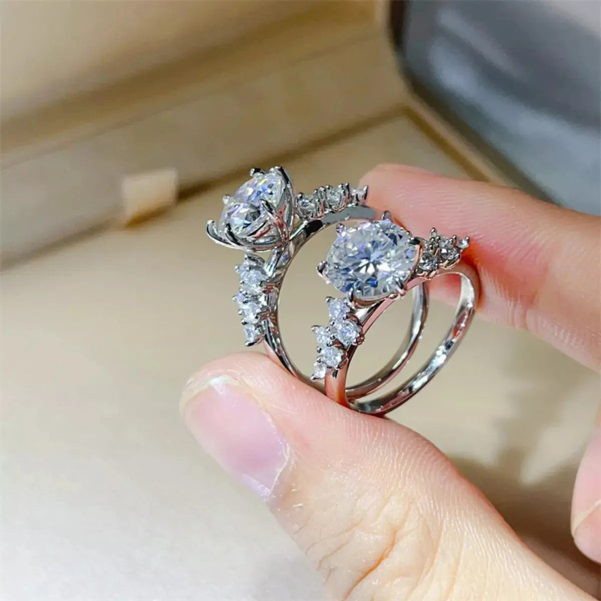925 Sterling Silver 3 Carat Moissanite Ring