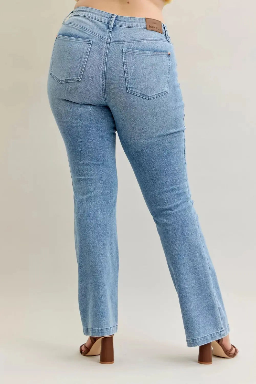 Judy Blue Jeans - Full Size Mid Rise Bootcut Jeans with Contrast Wash & Front Patch Pockets
