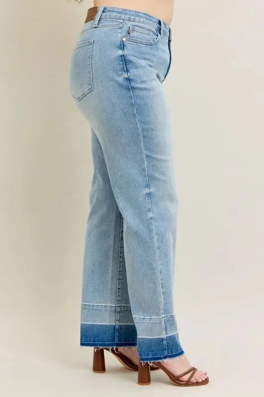Women's Jeans Jeans - Plus Size Wide Leg - Released Hem Denim