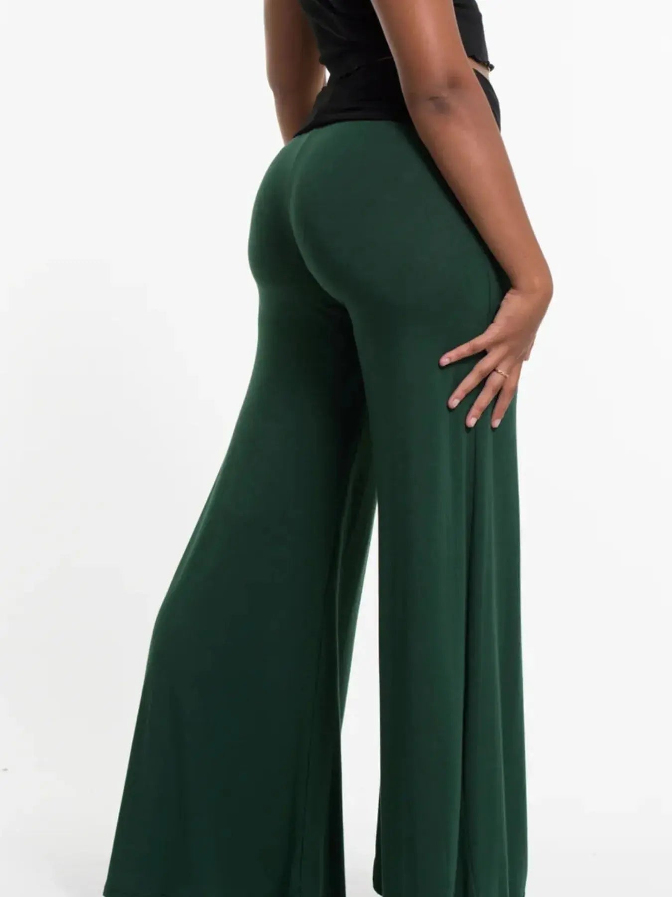High Waisted Wide Leg Yoga Pants with Contrast Waistband