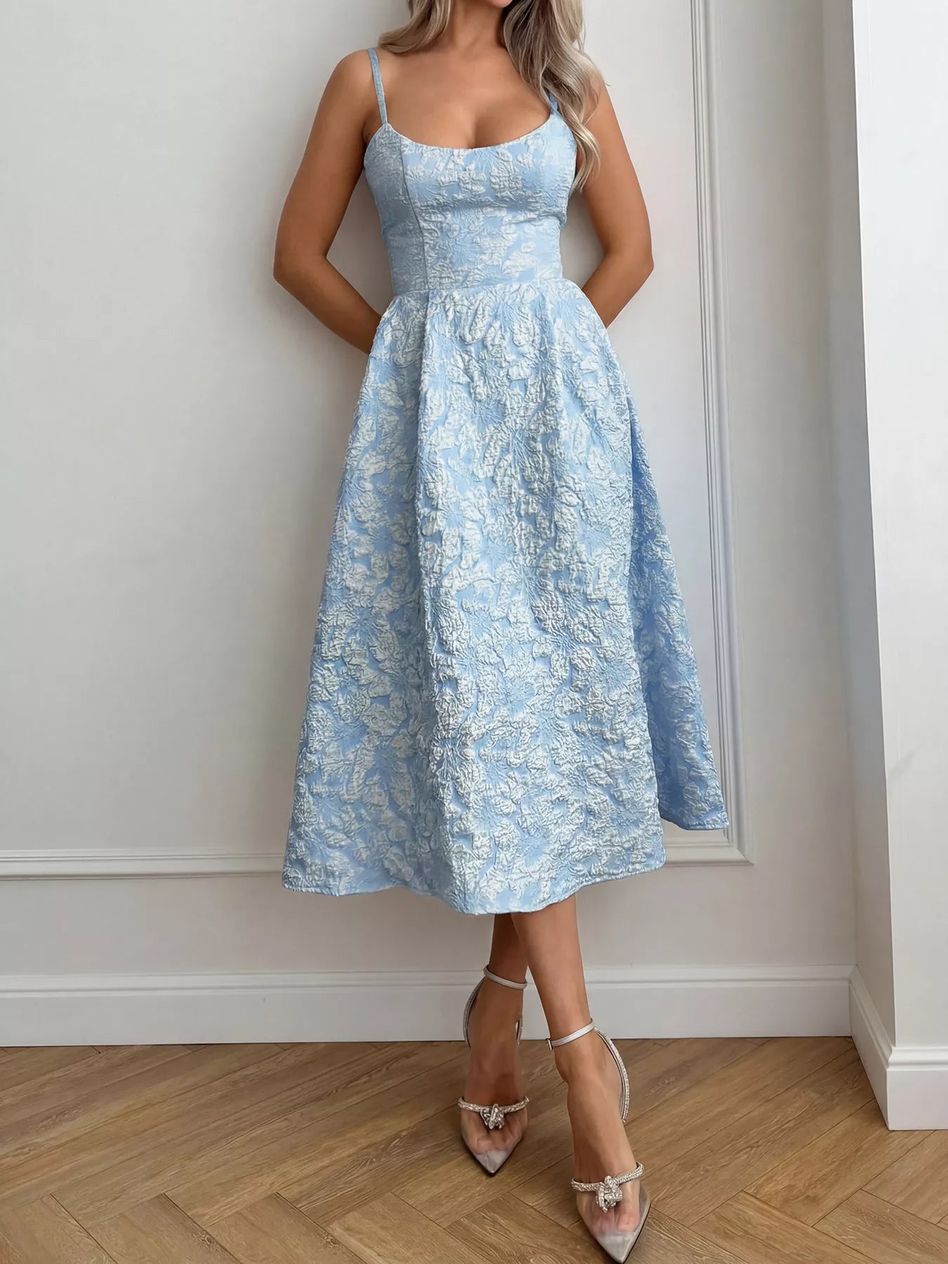 Textured A Line Midi Dress