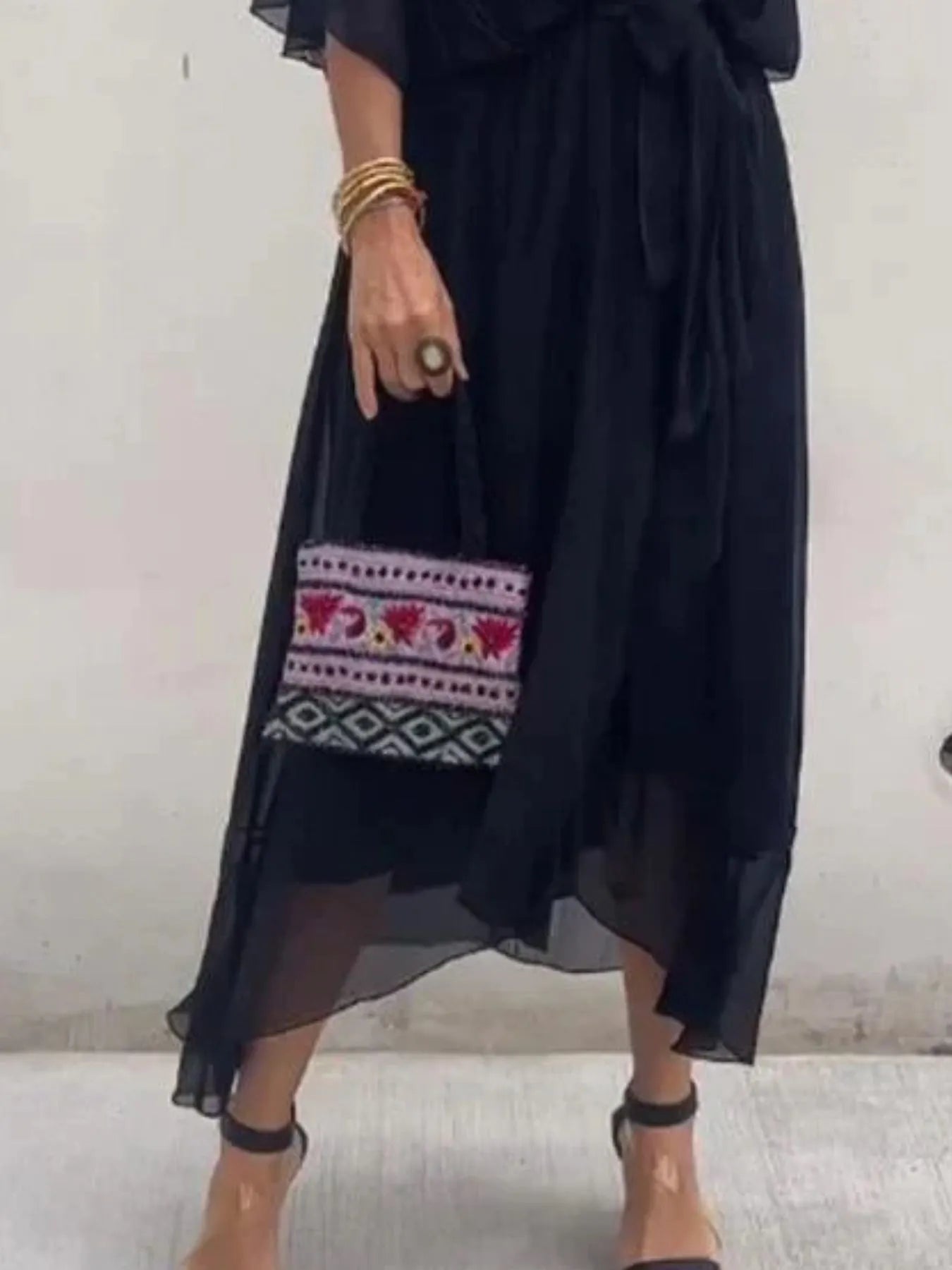 Flowy Tie Front Midi Dress with Flutter Sleeves