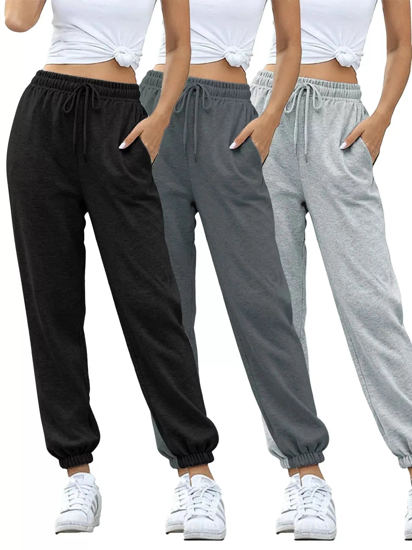 3-Piece Drawstring Joggers with Pockets Set
