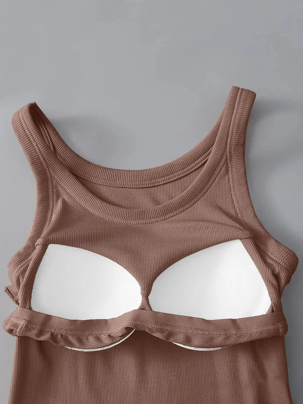 Round Neck Tank Top with Built In Bra