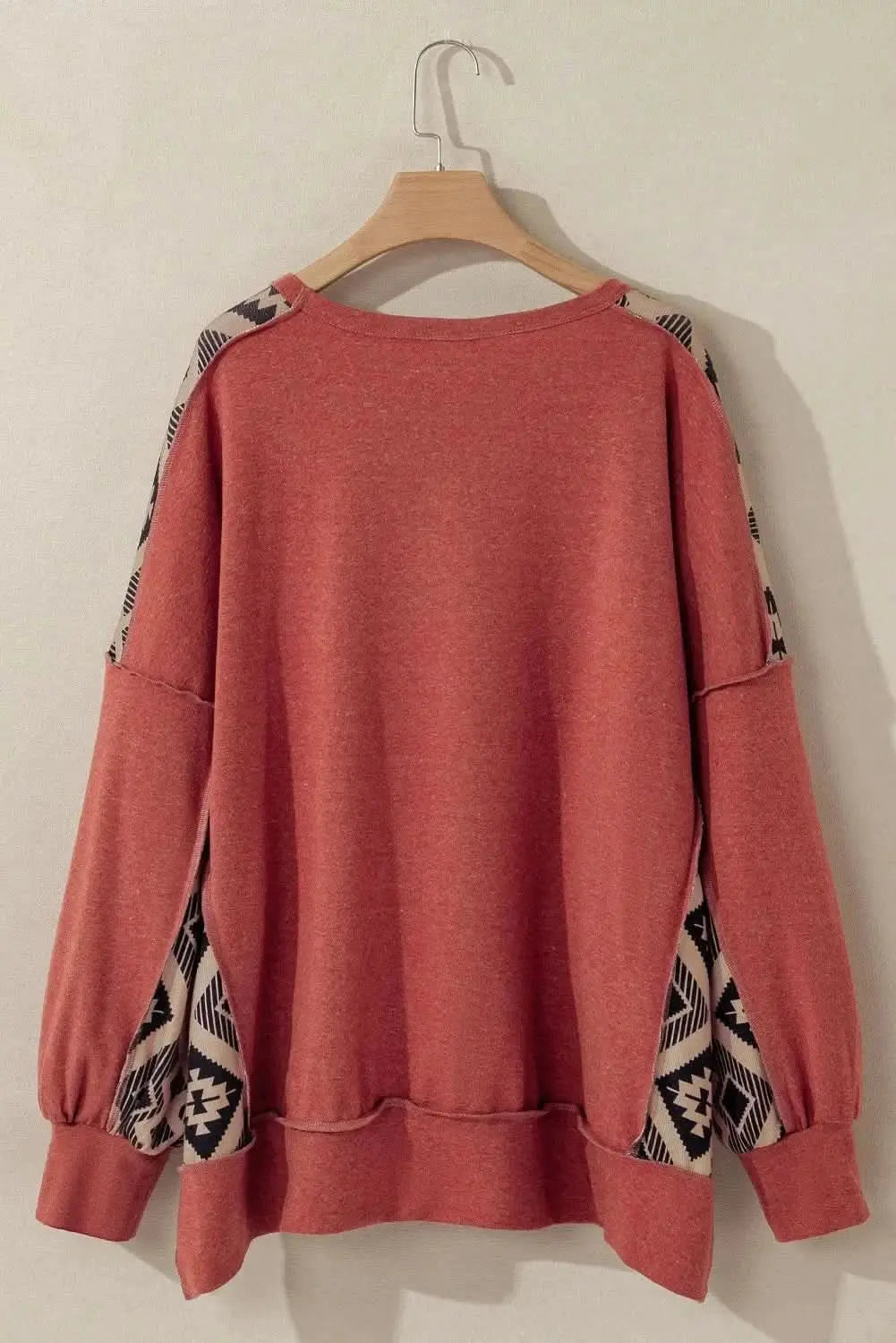 Plus Size Geometric Sweatshirt by Trendsi | Rust Color