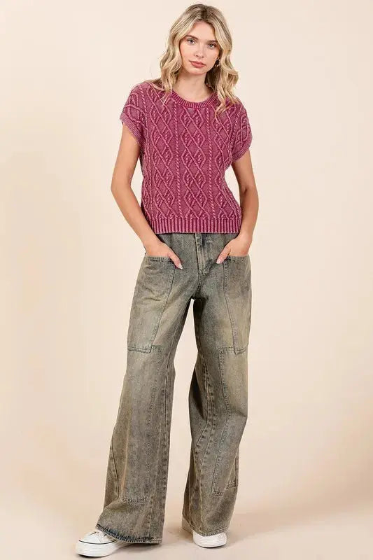 Women's Wide Leg Jeans Women's Jeans - Everyday Comfort - Washed Wide Leg