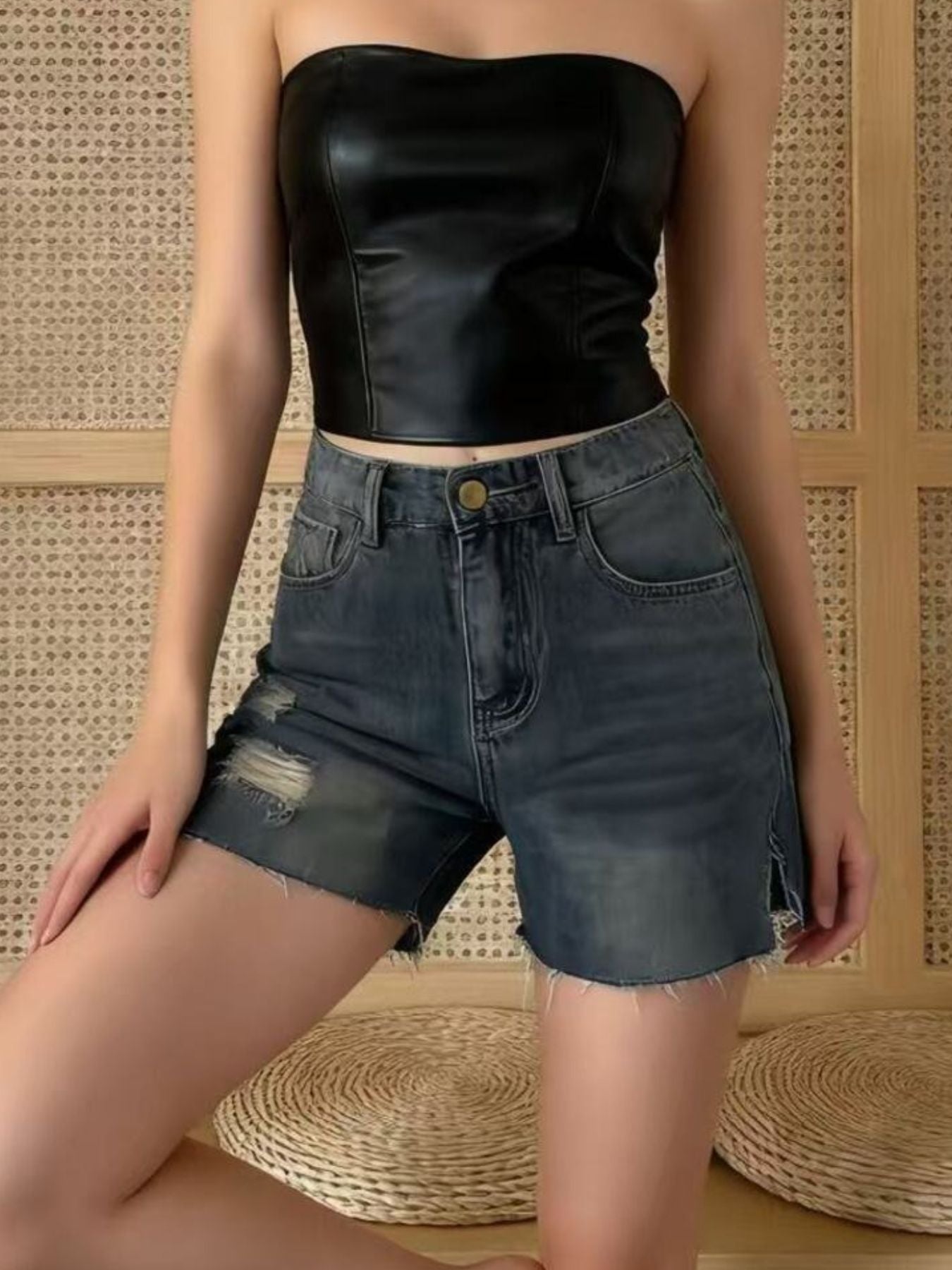 Distressed Denim Shorts