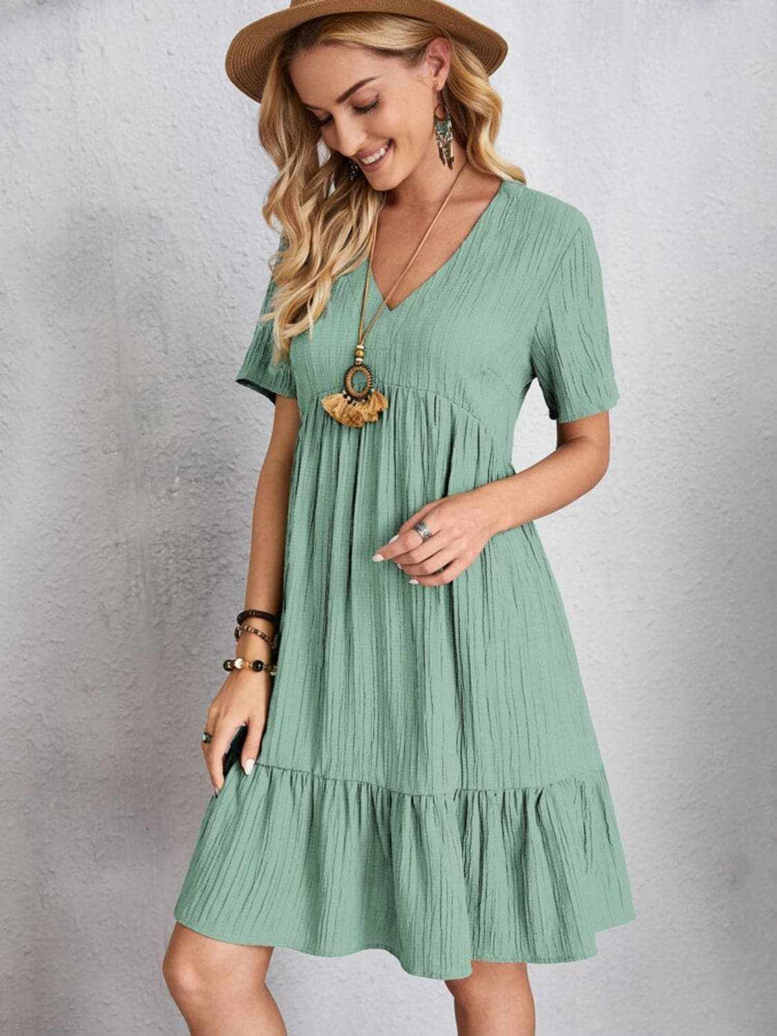 Dresses Trendsi Elegant V-neck dress - 100% polyester