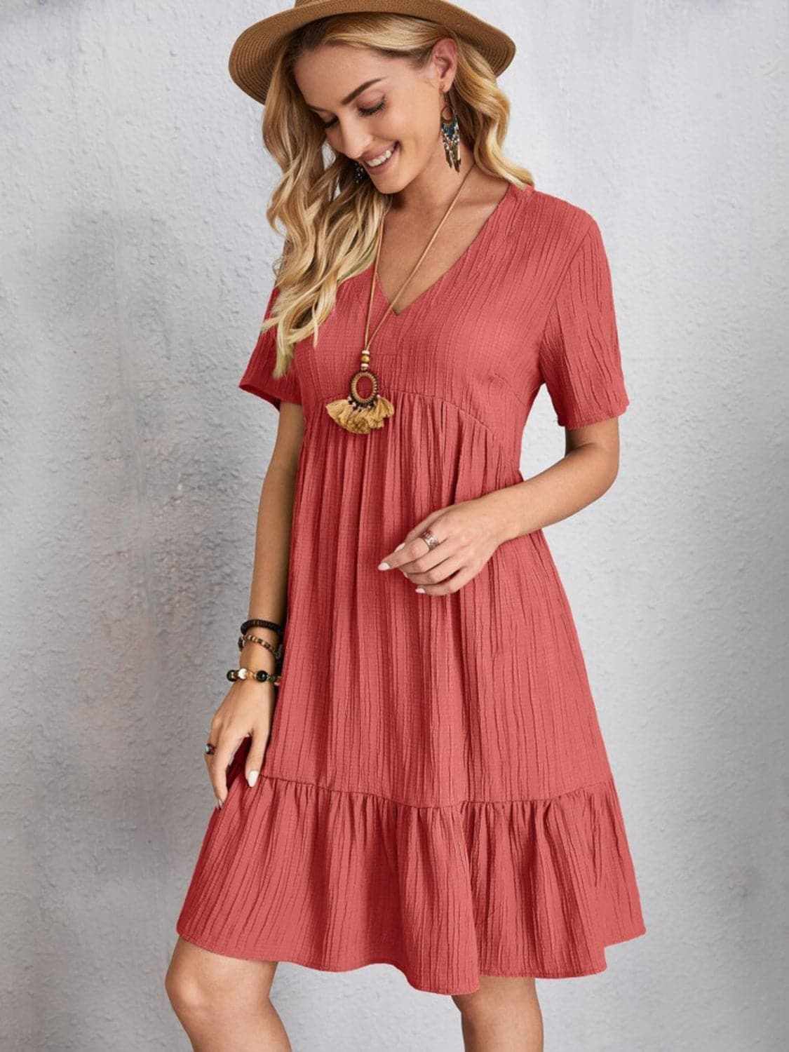 Dresses Trendsi Elegant V-neck dress - 100% polyester
