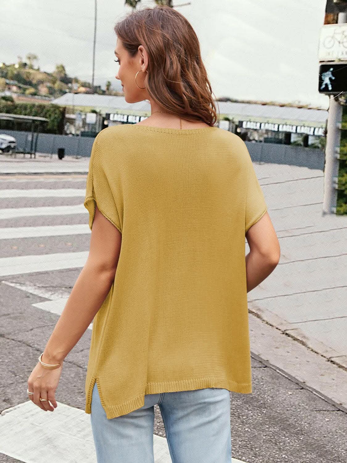 Notched Neckline Soft Top by Trendsi - Khaki
