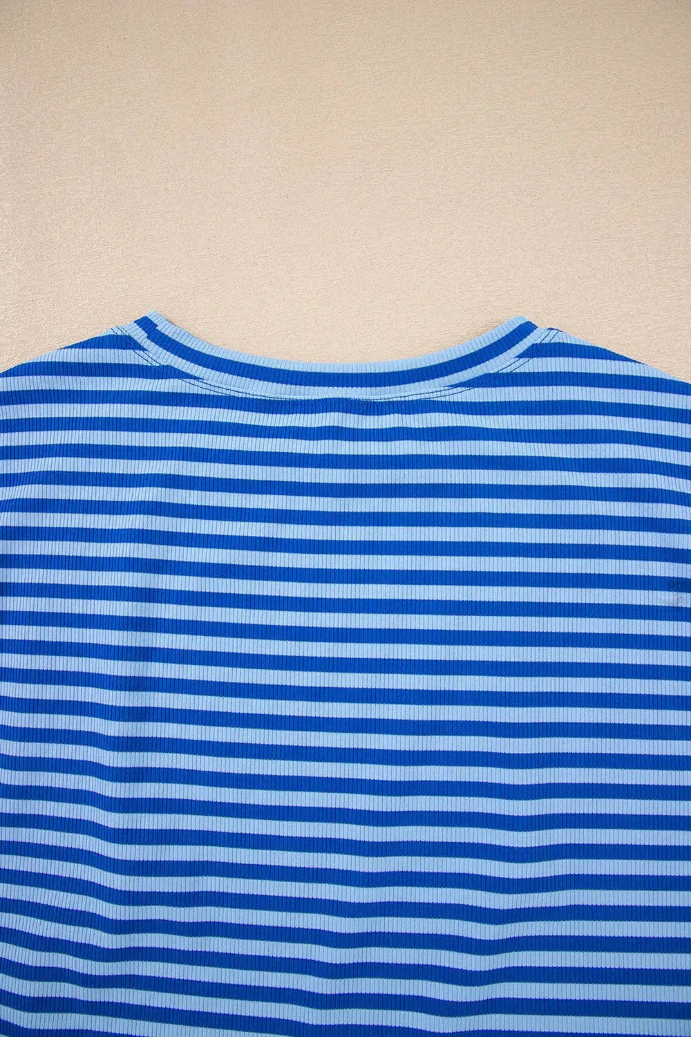 Striped Round Neck Cap Sleeve Slim Fit T Shirt