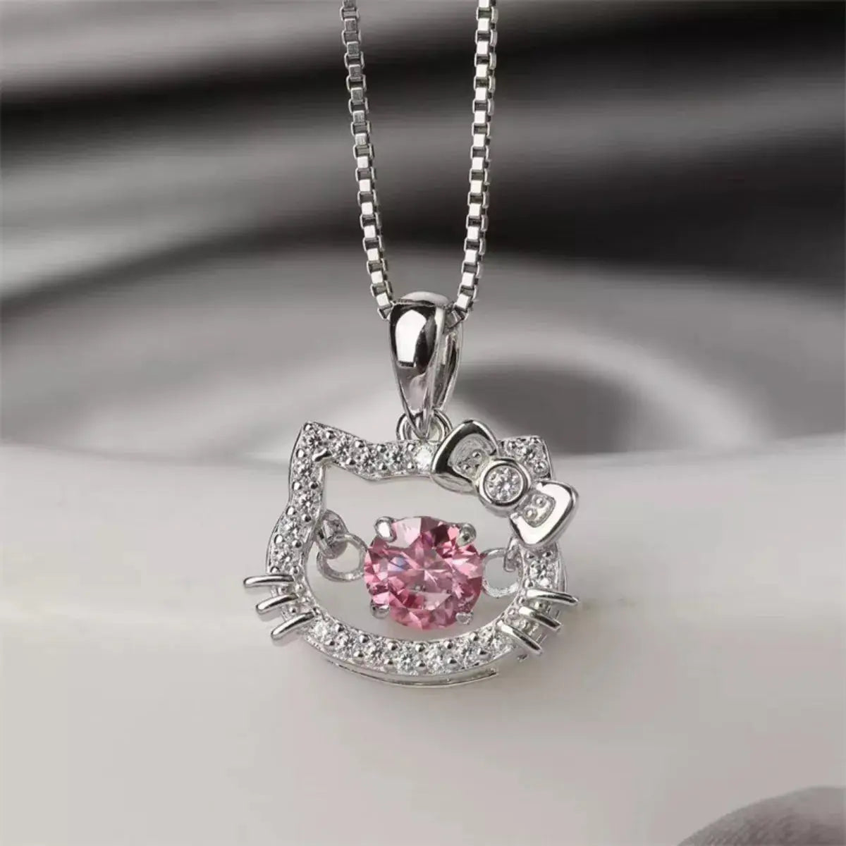 925 Sterling Silver Cat Ear 2 Carat Moissanite Pendant
