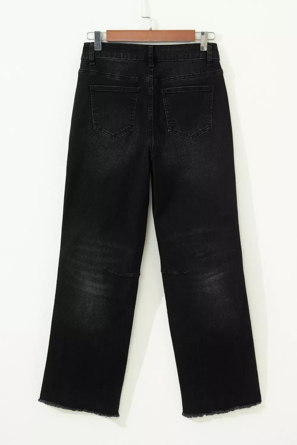 Raw Hem Cropped Straight Leg Jeans