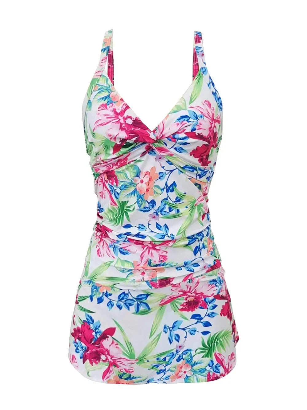 Printed Spaghetti Strap Top and Skirt Swimwear Set