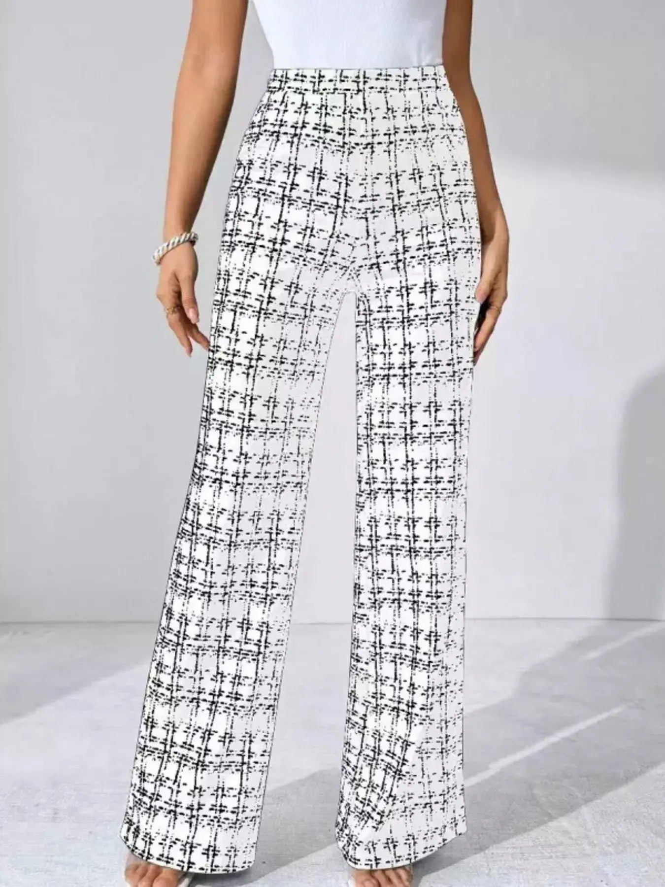 Plaid Wide Leg Pants