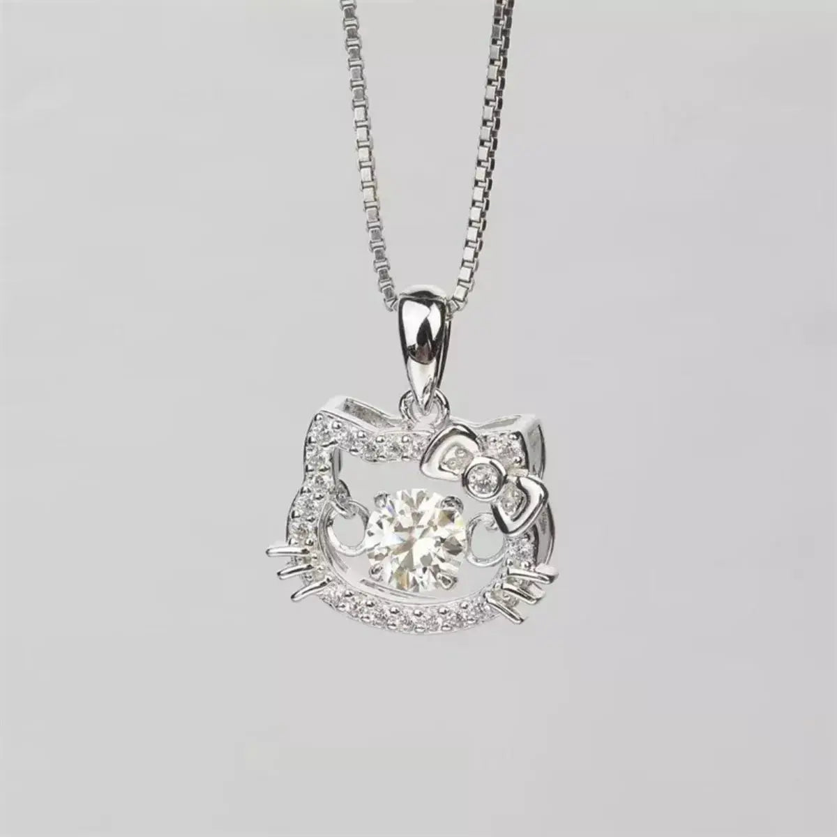 925 Sterling Silver Cat Ear 2 Carat Moissanite Pendant