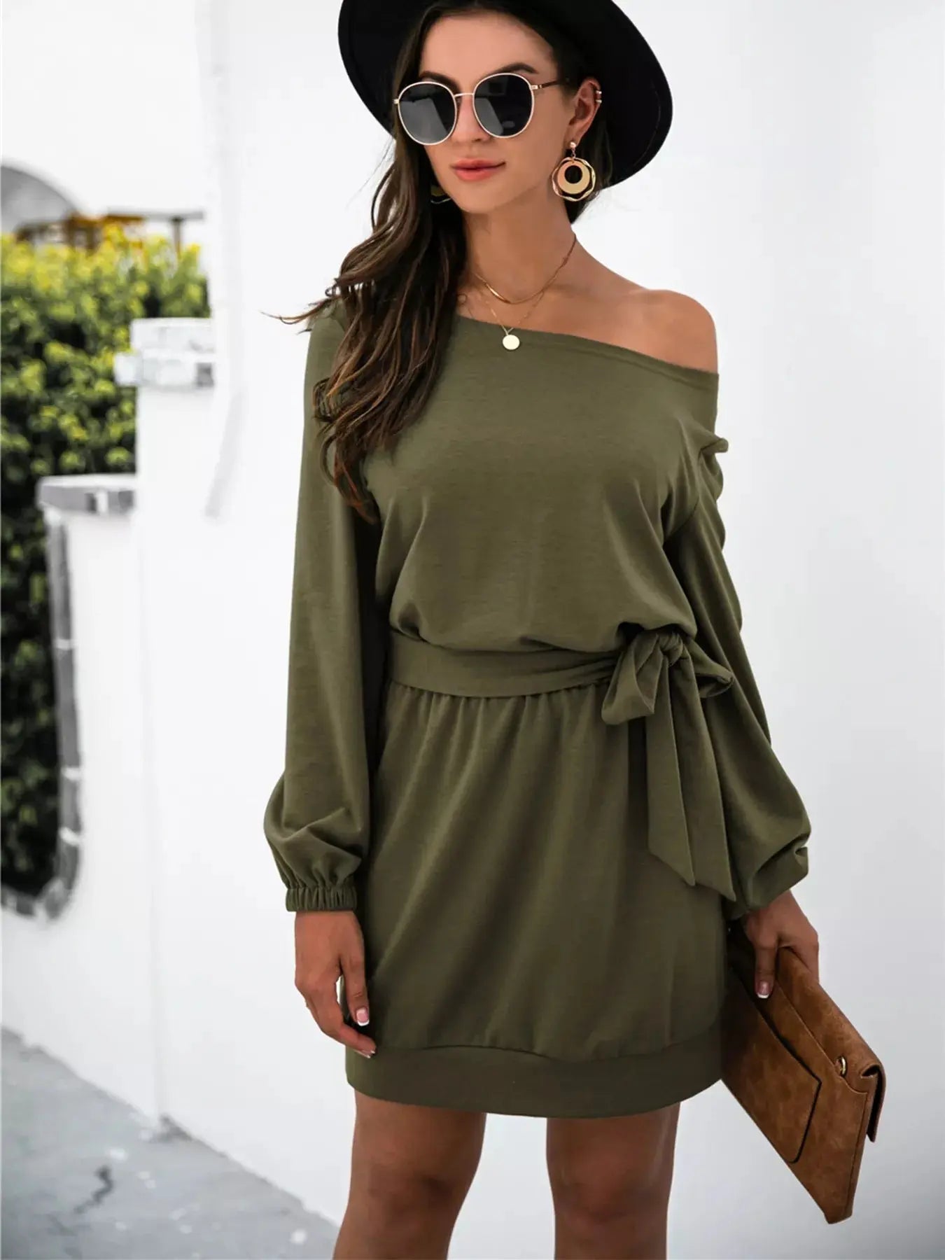 One Shoulder Tie Waist Dress