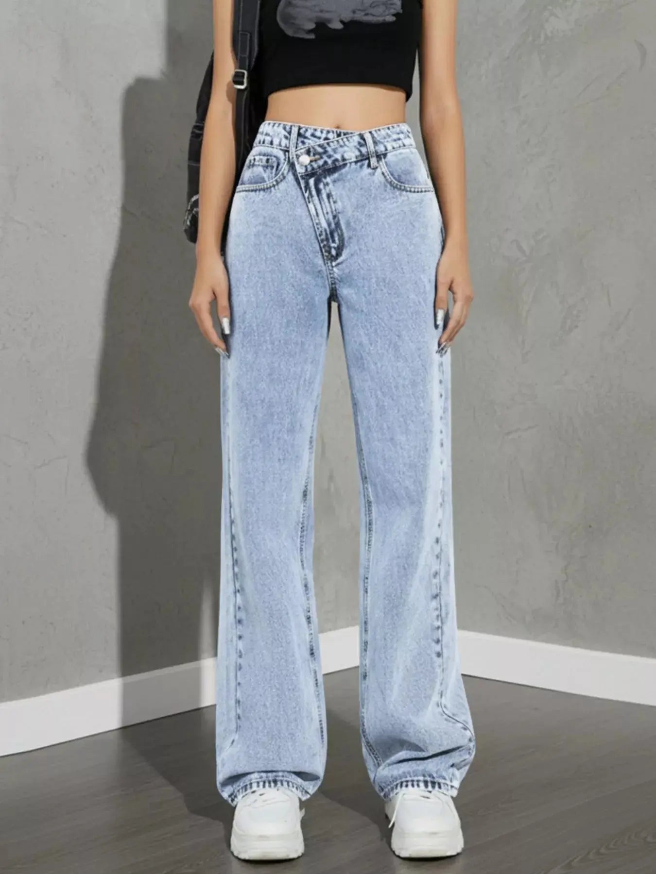 High Waist Wide Leg Denim Jeans
