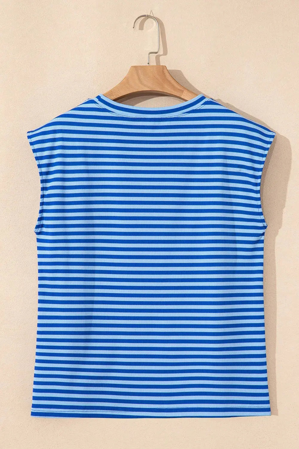 Striped Round Neck Cap Sleeve Slim Fit T Shirt
