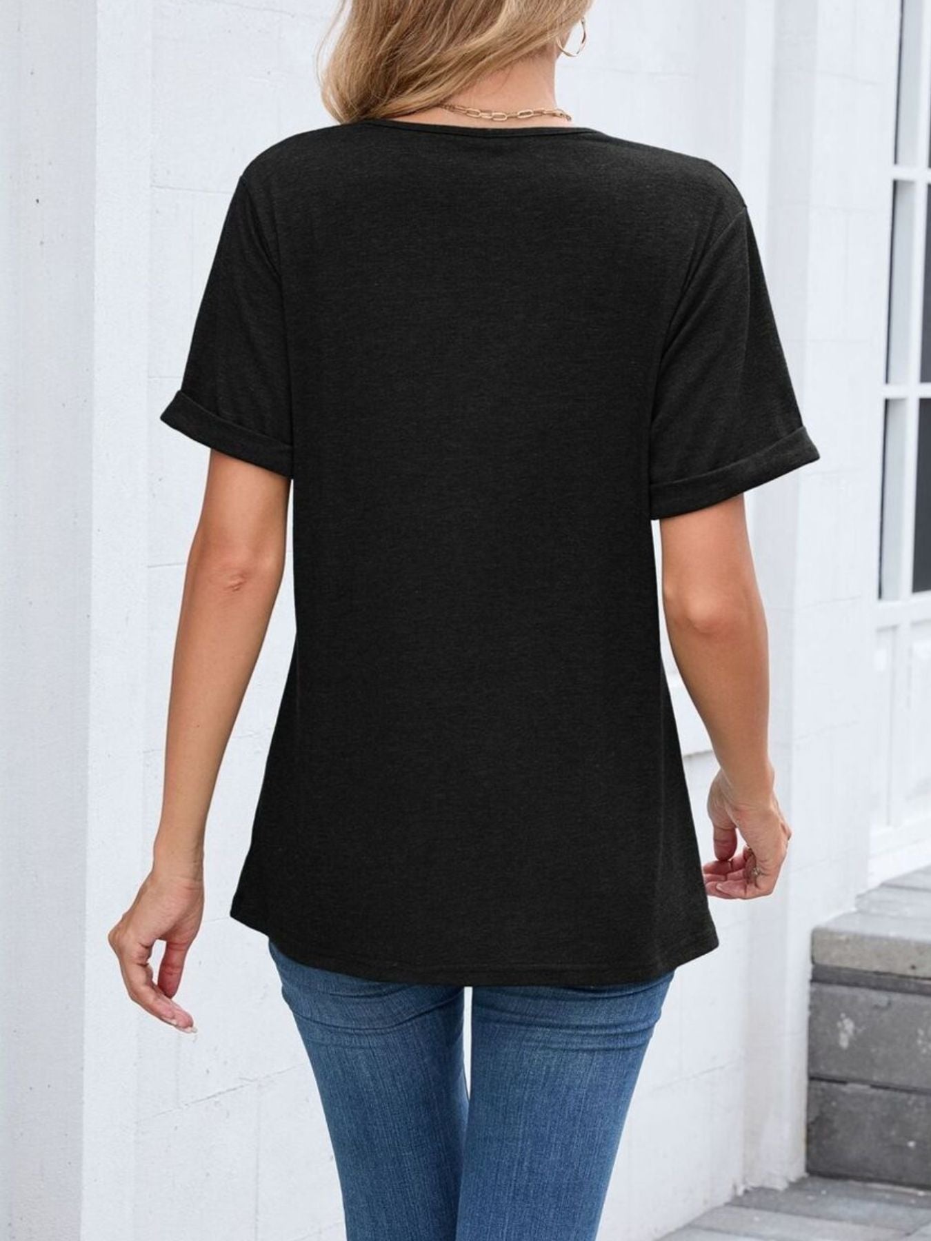 Casual V Neck Short Sleeve T Shirt