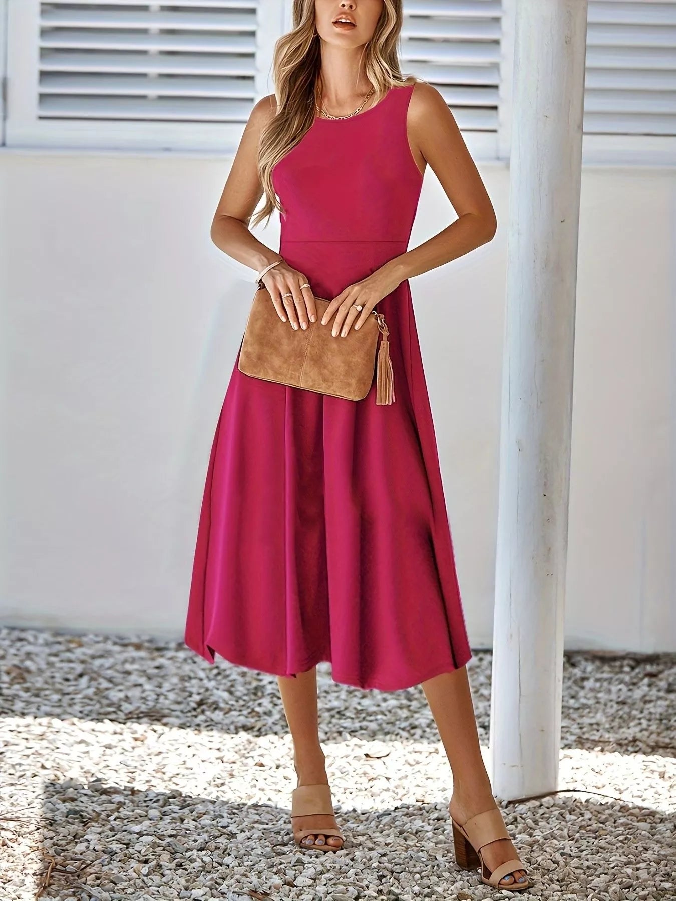 Sleeveless A Line Midi Dress