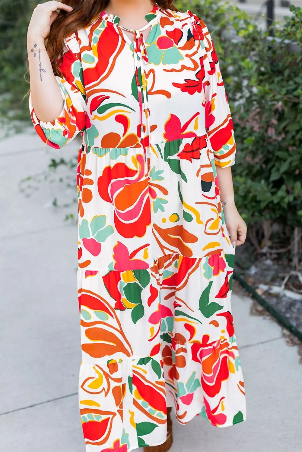 Dresses Love Salve Orange Floral Dress Women's Vacation H-Line Spring Style Lightweight