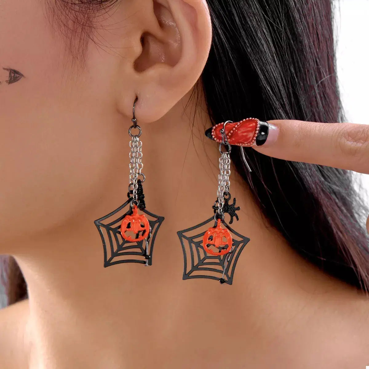 Spider Web Halloween Dangle Earrings