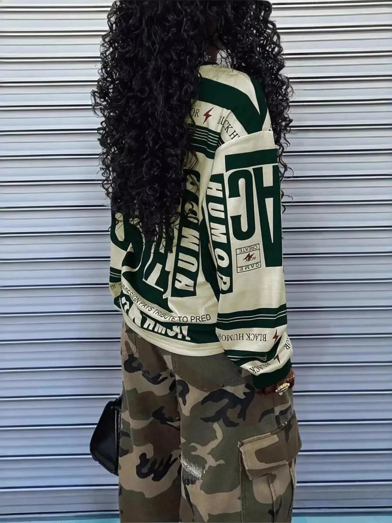 Printed Drop Shoulder Long Sleeve T Shirt