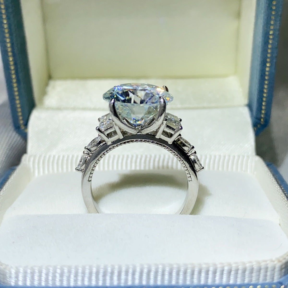 8 Carat Round Moissanite Ring 925 Sterling Silver