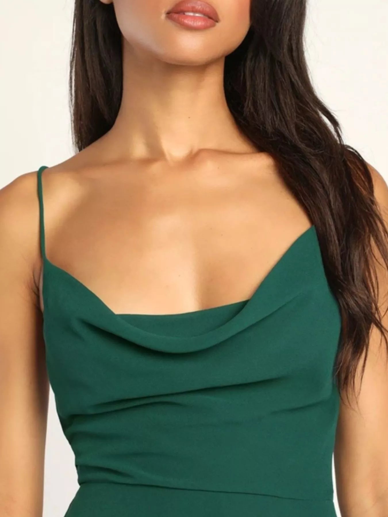 Backless Cowl Neck Lace-Up Slit Maxi Dress