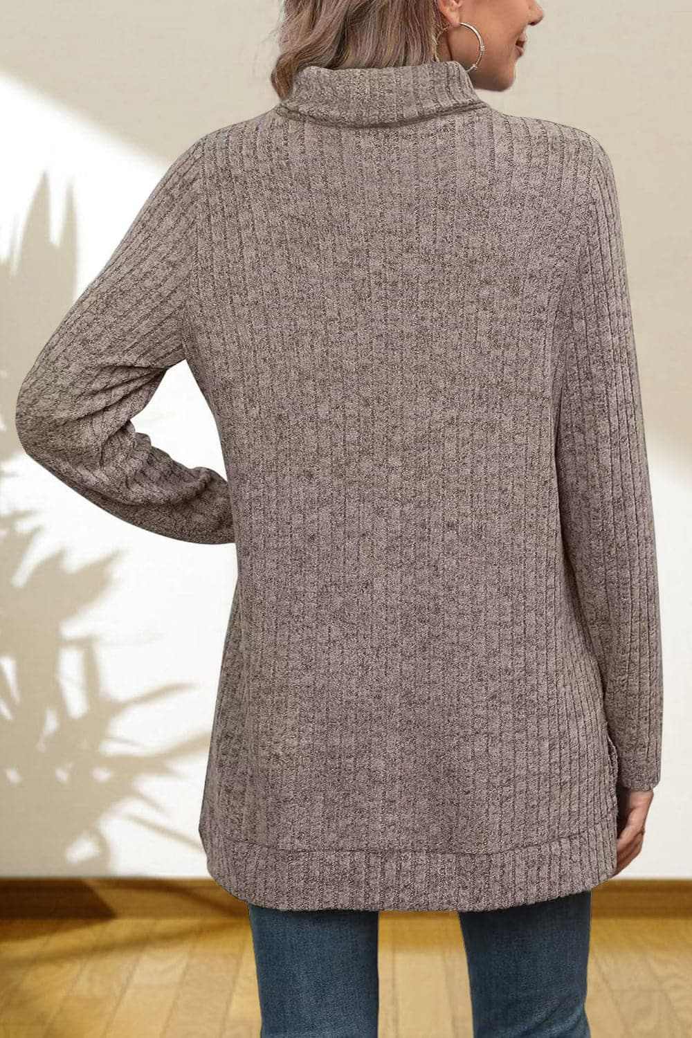 Cerise Turtleneck Sweater by Trendsi – Quality High-Low Hem Style