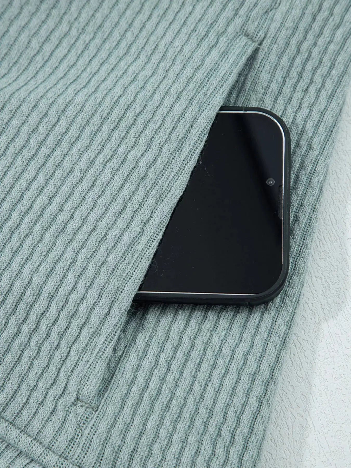 Ribbed Knit Drop Shoulder Hoodie