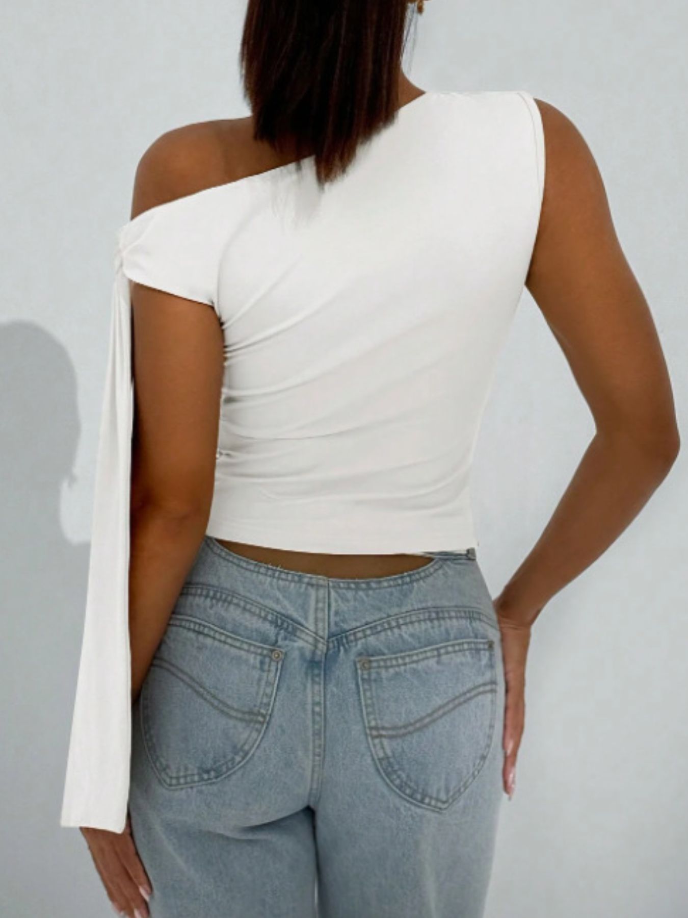 Tie Detail One Shoulder Top