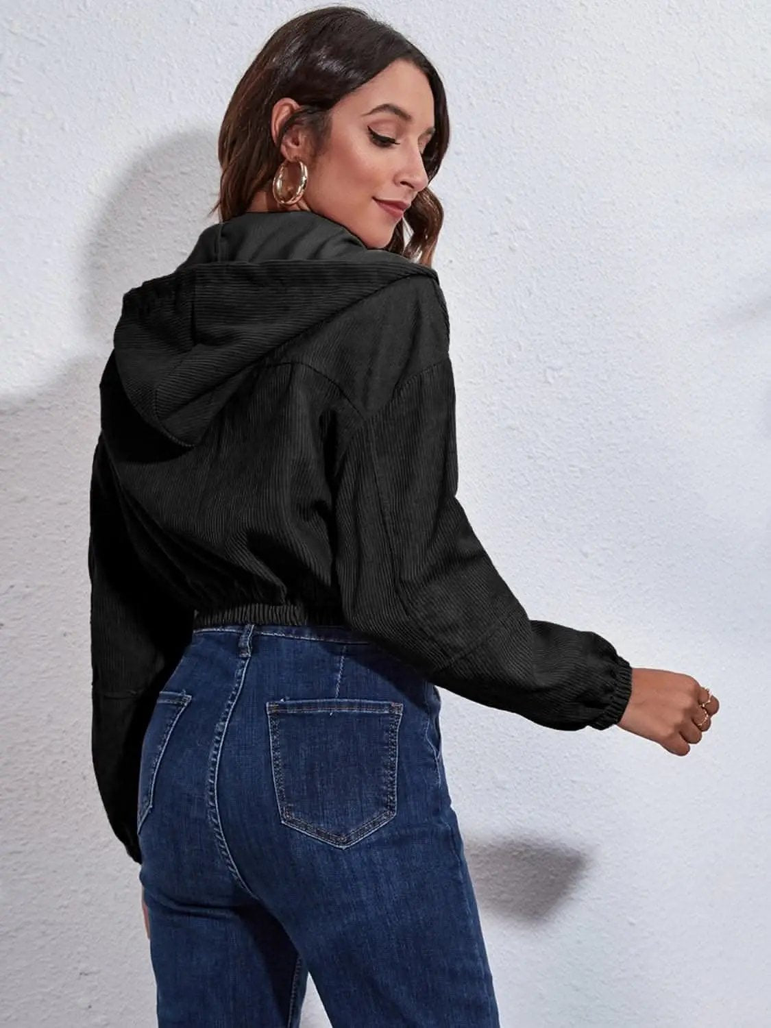 Women's Hooded Jacket Hooded Jacket - Cozy with Pockets - Everyday Casual Style