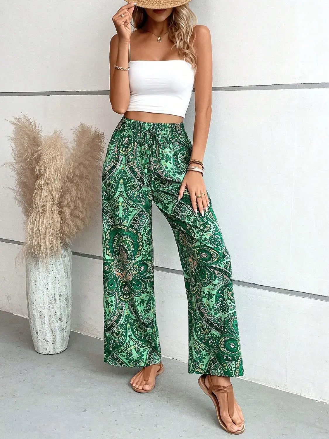 Boho Paisley Printed Wide Leg Pants