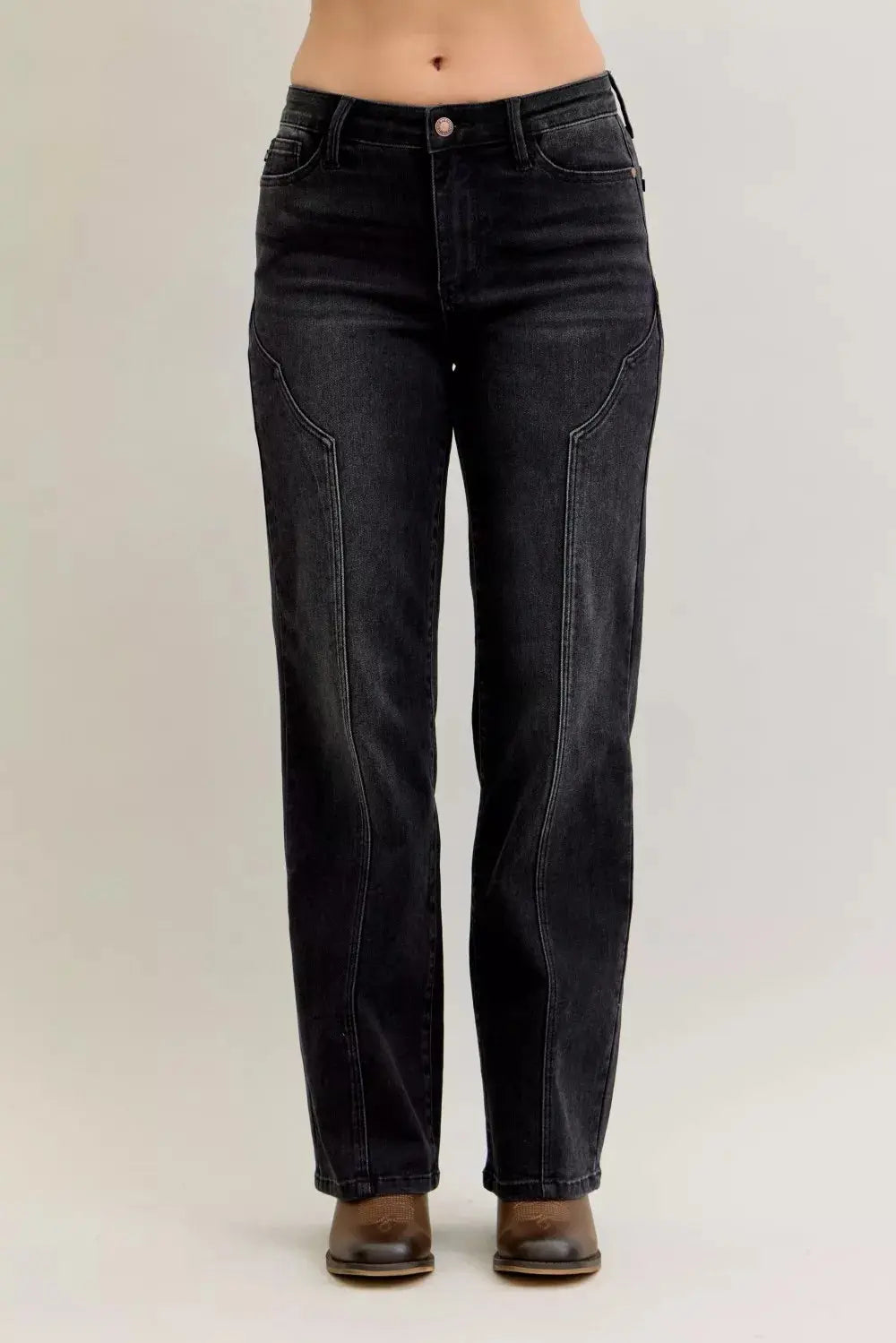 Judy Blue Jeans - Mid Rise Straight Western Seam Detail Jeans