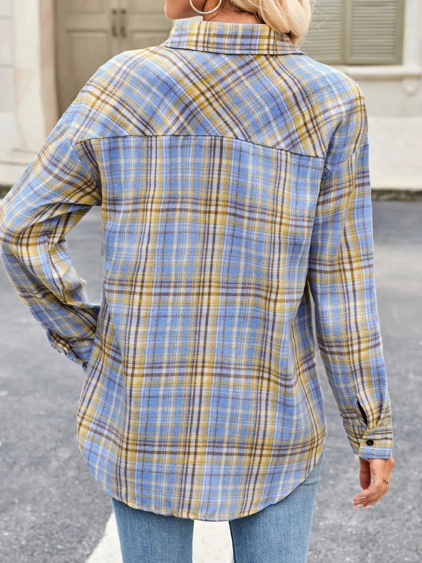 Oversized Plaid Button Up Long Sleeve Shirt