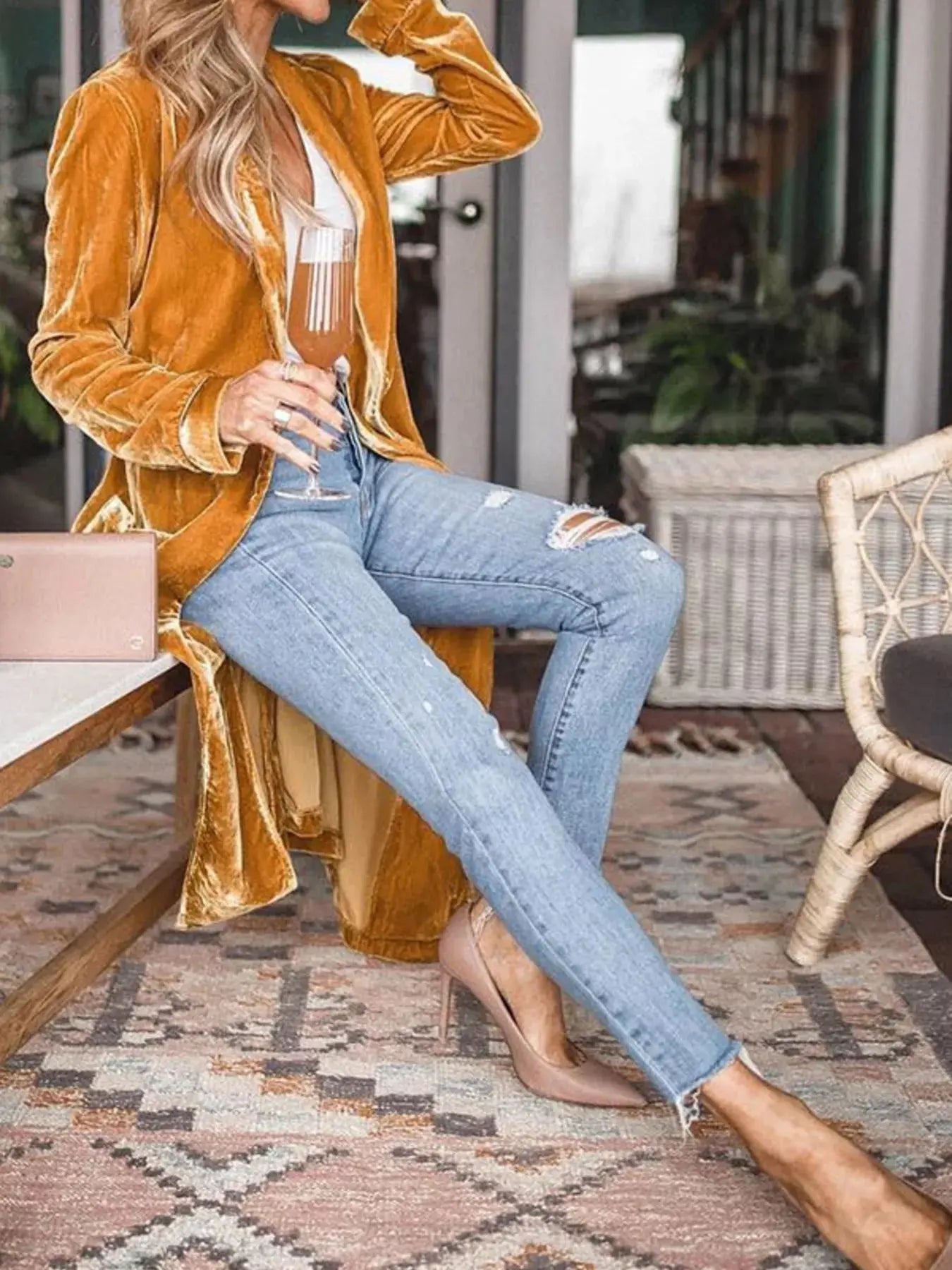 Velvet Luxe Open Front Longline Cardigan